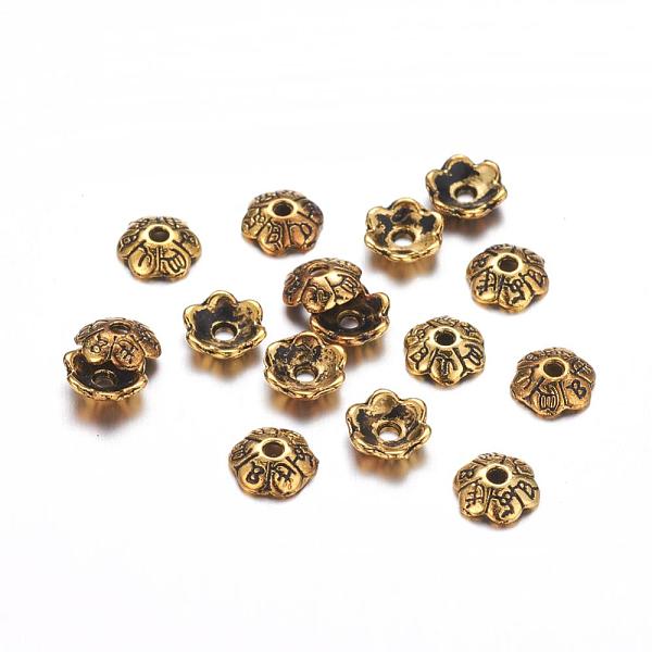PandaHall 6-Petal Tibetan Style Alloy Flower Bead Caps, Cadmium Free & Lead Free, Antique Golden, 6x2mm, Hole: 1mm Alloy
PandaHall 6-Petal Tibetan Style Alloy Flower Bead Caps, Cadmium Free & Lead Free, Antique Golden, 6x2mm, Hole: 1mm Alloy