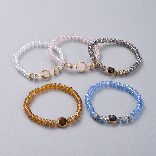 PandaHall Natural Mixed Stone Stretch Bracelets, with Electroplate Glass Beads and Brass Rhinestone Spacer Beads, 2-1/8 inch(54.5mm) Mixed..., Multicolor
PandaHall Natural Mixed Stone Stretch Bracelets, with Electroplate Glass Beads and Brass Rhinestone Spacer Beads, 2-1/8 inch(54.5mm) Mixed..., Multicolor
