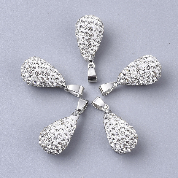 PandaHall Polymer Clay Rhinestone Pendants, with Platinum Tone Iron Pinch Bail, Teardrop, Crystal, PP10(1.6~1.7mm), 18x9.5mm, Hole: 4x3mm..., Clear
PandaHall Polymer Clay Rhinestone Pendants, with Platinum Tone Iron Pinch Bail, Teardrop, Crystal, PP10(1.6~1.7mm), 18x9.5mm, Hole: 4x3mm..., Clear