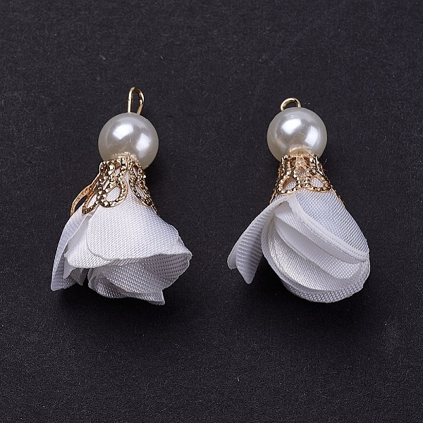 PandaHall Nylon Pendant Decorations, with Iron Findings, and Acrylic Pearl Beads, Flower, Light Gold, White, 30x27mm, Hole: 2mm Nylon Flower...
PandaHall Nylon Pendant Decorations, with Iron Findings, and Acrylic Pearl Beads, Flower, Light Gold, White, 30x27mm, Hole: 2mm Nylon Flower...