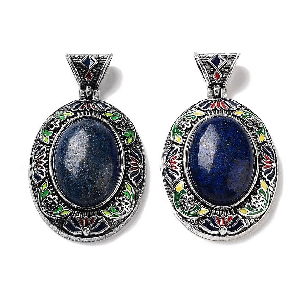 PandaHall Natural Lapis Lazuli Pendants, Antique Silver Tone Alloy Enamel Oval Charms, 45x32x12.5mm, Hole: 6.3x5mm Lapis Lazuli Oval
PandaHall Natural Lapis Lazuli Pendants, Antique Silver Tone Alloy Enamel Oval Charms, 45x32x12.5mm, Hole: 6.3x5mm Lapis Lazuli Oval