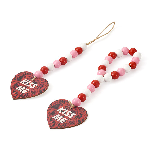 PandaHall 4Pcs 2 Style Valentine's Day Theme Schima Wood Beads & Hemp Rope Pendants Decorations, with Heart & Word TRUE LOVE, Red, 260~295mm...
PandaHall 4Pcs 2 Style Valentine's Day Theme Schima Wood Beads & Hemp Rope Pendants Decorations, with Heart & Word TRUE LOVE, Red, 260~295mm...