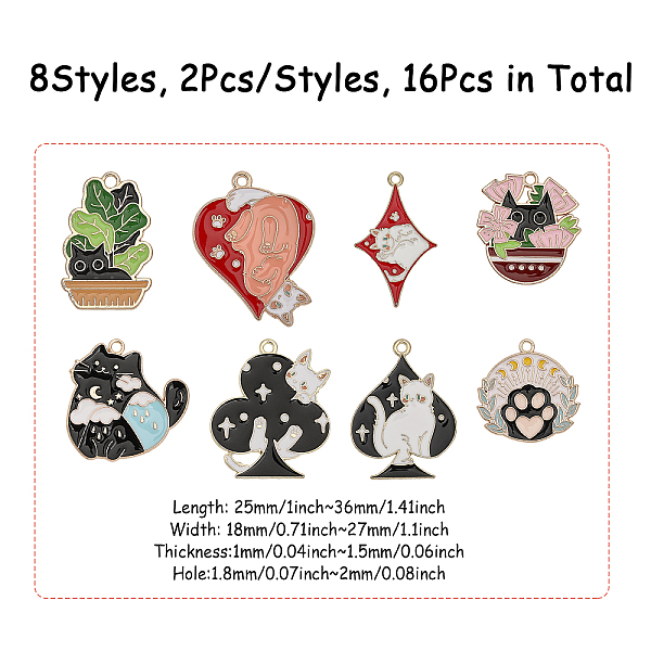 PandaHall CHGCRAFT 16Pcs 8 Style Alloy Enamel Pendants, Light Gold, Cat with Diamond & Club & Spade & Heart & Moon, Mixed Patterns...
PandaHall CHGCRAFT 16Pcs 8 Style Alloy Enamel Pendants, Light Gold, Cat with Diamond & Club & Spade & Heart & Moon, Mixed Patterns...