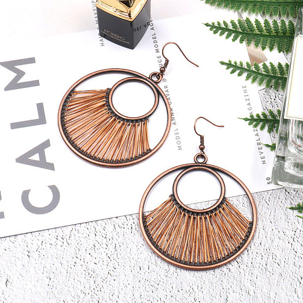 PandaHall Creative Design Alloy Dangle Earrings, with Yarn, Flat Round, Red Copper, Orange, 75x55mm Yarn Orange
PandaHall Creative Design Alloy Dangle Earrings, with Yarn, Flat Round, Red Copper, Orange, 75x55mm Yarn Orange