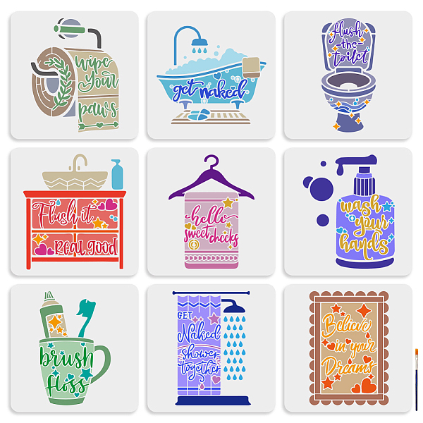 PandaHall 9pcs Toiletries Stencils 11.8×11.8inch Large Bathroom Toiletry Theme Template with Paint Brush Paper Roll Bathtub Towel Shower...
PandaHall 9pcs Toiletries Stencils 11.8×11.8inch Large Bathroom Toiletry Theme Template with Paint Brush Paper Roll Bathtub Towel Shower...