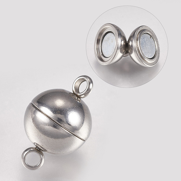 PandaHall 304 Stainless Steel Magnetic Clasps with Loops, Stainless Steel Color, 16x10mm, Hole: 1mm 304 Stainless Steel Round
PandaHall 304 Stainless Steel Magnetic Clasps with Loops, Stainless Steel Color, 16x10mm, Hole: 1mm 304 Stainless Steel Round