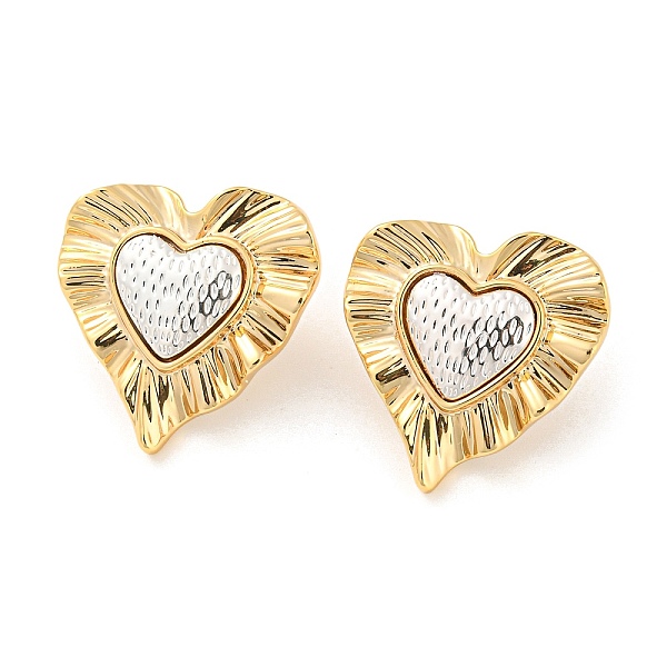 PandaHall Brass Stud Earrings, with 925 Sterling Silver Pin, Textured, Heart, Golden & Silver, 24.5x24mm Brass Heart
PandaHall Brass Stud Earrings, with 925 Sterling Silver Pin, Textured, Heart, Golden & Silver, 24.5x24mm Brass Heart