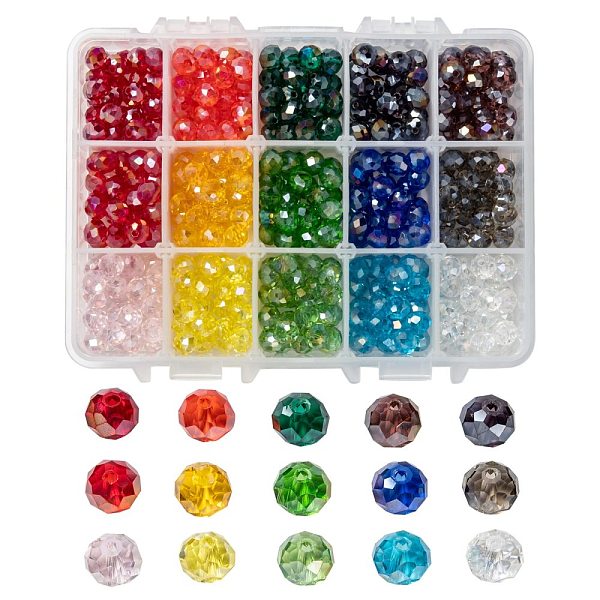 PandaHall 15 Colors Electroplate Glass Beads, AB Color Plated, Faceted, Rondelle, Mixed Color, 8x6mm, Hole: 1mm, 15 colors, 30pcs/color..., Multicolor
PandaHall 15 Colors Electroplate Glass Beads, AB Color Plated, Faceted, Rondelle, Mixed Color, 8x6mm, Hole: 1mm, 15 colors, 30pcs/color..., Multicolor