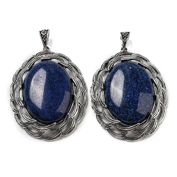 PandaHall Natural Lapis Lazuli Big Pendants, Tibetan Style Antique Silver Plated Alloy Oval Charms, 61x47x12~14mm, Hole: 8.5x5.5mm Lapis...
PandaHall Natural Lapis Lazuli Big Pendants, Tibetan Style Antique Silver Plated Alloy Oval Charms, 61x47x12~14mm, Hole: 8.5x5.5mm Lapis...