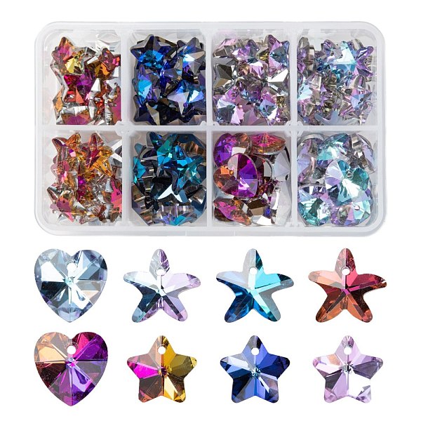 PandaHall 120Pcs 8 Style Electroplate Glass Pendants, Faceted, Heart & Star & Starfish, Mixed Color, 13~14x13.5~15x7~7.5mm, Hole: 1.2~1.4mm..., Multicolor
PandaHall 120Pcs 8 Style Electroplate Glass Pendants, Faceted, Heart & Star & Starfish, Mixed Color, 13~14x13.5~15x7~7.5mm, Hole: 1.2~1.4mm..., Multicolor