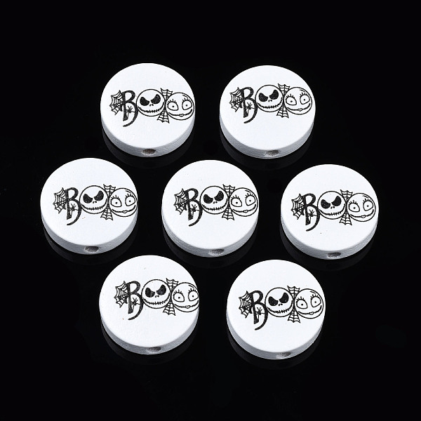 PandaHall Halloween Printed Natural Wood Beads, Flat Round with Word BOO, Black, 19~20x5.9mm, Hole: 2~2.2mm Schima Wood Flat Round Black
PandaHall Halloween Printed Natural Wood Beads, Flat Round with Word BOO, Black, 19~20x5.9mm, Hole: 2~2.2mm Schima Wood Flat Round Black