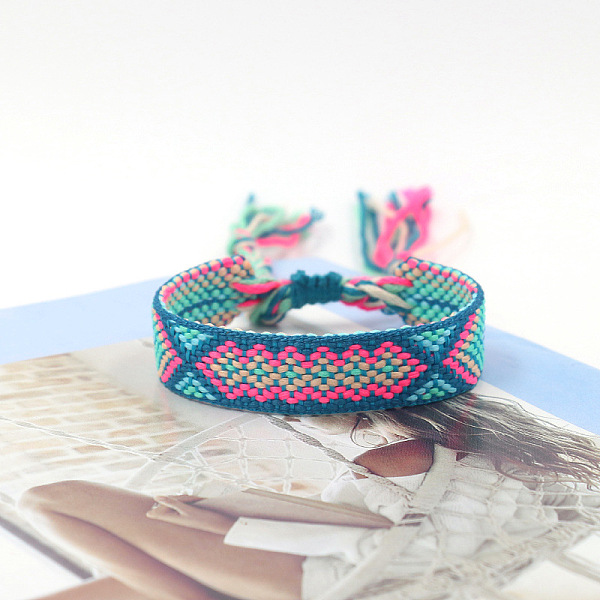 PandaHall Polyester Braided Rhombus Pattern Cord Bracelet, Ethnic Tribal Adjustable Brazilian Bracelet for Women, Cadet Blue, 5-7/8 inch...
PandaHall Polyester Braided Rhombus Pattern Cord Bracelet, Ethnic Tribal Adjustable Brazilian Bracelet for Women, Cadet Blue, 5-7/8 inch...