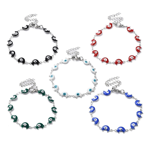 PandaHall Moon with Evil Eye Enamel Link Chain Bracelet, 304 Stainless Steel Bracelet, Mixed Color, 6-5/8 inch(16.7cm) 304 Stainless Steel..., Multicolor
PandaHall Moon with Evil Eye Enamel Link Chain Bracelet, 304 Stainless Steel Bracelet, Mixed Color, 6-5/8 inch(16.7cm) 304 Stainless Steel..., Multicolor