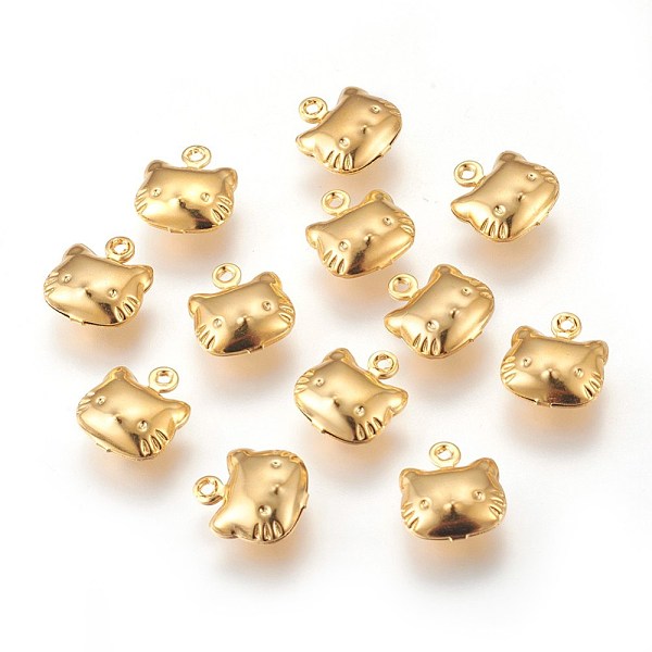 PandaHall 304 Stainless Steel Kitten Charms, Cat Head Shape, Golden, 9.5x10.5x4mm, Hole: 1mm 304 Stainless Steel Cat Shape
PandaHall 304 Stainless Steel Kitten Charms, Cat Head Shape, Golden, 9.5x10.5x4mm, Hole: 1mm 304 Stainless Steel Cat Shape