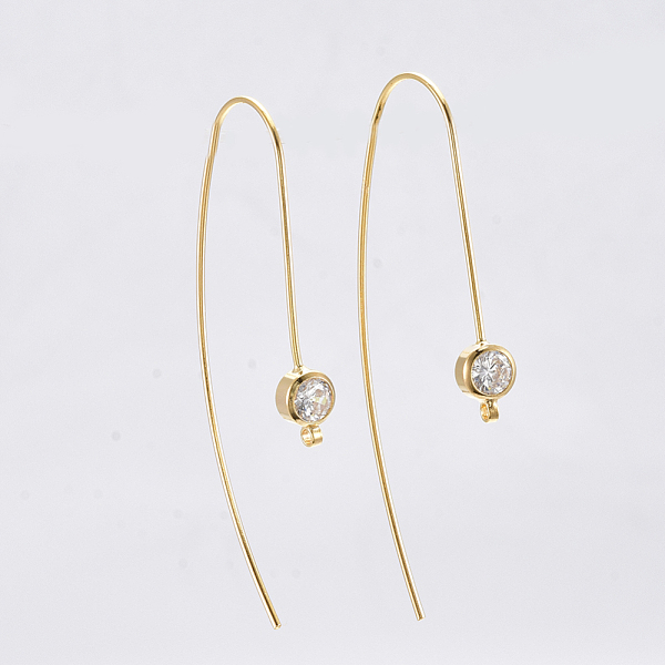 PandaHall Brass Cubic Zirconia Earring Hooks, Ear Wire, with Horizontal Loop, Clear, Nickel Free, Real 18K Gold Plated, 49x5mm, Hole: 1.2mm...
PandaHall Brass Cubic Zirconia Earring Hooks, Ear Wire, with Horizontal Loop, Clear, Nickel Free, Real 18K Gold Plated, 49x5mm, Hole: 1.2mm...
