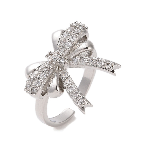 PandaHall Brass Micro Pave Cubic Zirconia Open Cuff Ring, Bowknot, Platinum, Inner Diameter: 17mm Brass+Cubic Zirconia Bowknot Clear
PandaHall Brass Micro Pave Cubic Zirconia Open Cuff Ring, Bowknot, Platinum, Inner Diameter: 17mm Brass+Cubic Zirconia Bowknot Clear