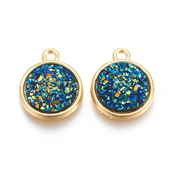 PandaHall Resin Pendants, with Golden Tone Alloy Findings, Flat Round, Teal, 18x15x3.5~4mm, Hole: 1.8mm Alloy+Resin Flat Round Cyan
PandaHall Resin Pendants, with Golden Tone Alloy Findings, Flat Round, Teal, 18x15x3.5~4mm, Hole: 1.8mm Alloy+Resin Flat Round Cyan
