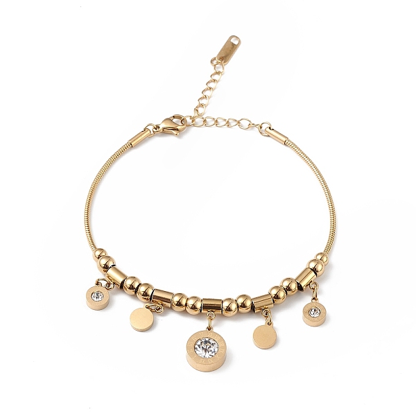 PandaHall Crystal Rhinestone Roman Number Charm Bracelet, Ion Plating(IP) 304 Stainless Steel Jewelry for Women, Golden, 7 inch(17.8cm)..., Clear
PandaHall Crystal Rhinestone Roman Number Charm Bracelet, Ion Plating(IP) 304 Stainless Steel Jewelry for Women, Golden, 7 inch(17.8cm)..., Clear