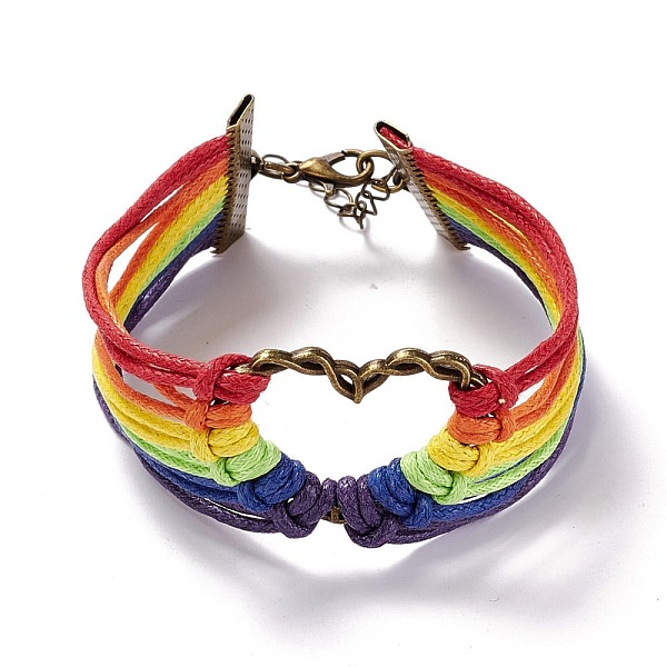 PandaHall Rainbow Pride Bracelet, Heart Link Wide Bracelet, Waxed Cords Bracelet for Men Women, Colorful, 9-3/8 inch(23.8cm) Alloy
PandaHall Rainbow Pride Bracelet, Heart Link Wide Bracelet, Waxed Cords Bracelet for Men Women, Colorful, 9-3/8 inch(23.8cm) Alloy
