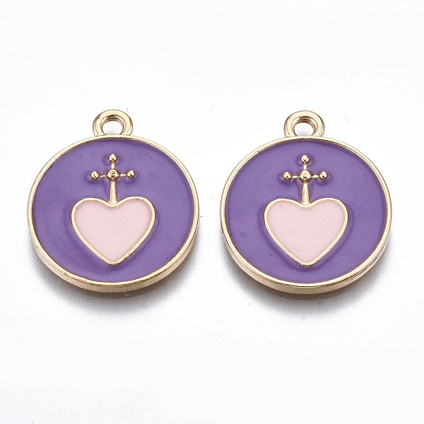 PandaHall Light Gold Plated Alloy Enamel Pendants, Cadmium Free & Lead Free, Flat Round with Heart, Medium Orchid, 21x17.5x2mm, Hole: 1.8mm...
PandaHall Light Gold Plated Alloy Enamel Pendants, Cadmium Free & Lead Free, Flat Round with Heart, Medium Orchid, 21x17.5x2mm, Hole: 1.8mm...