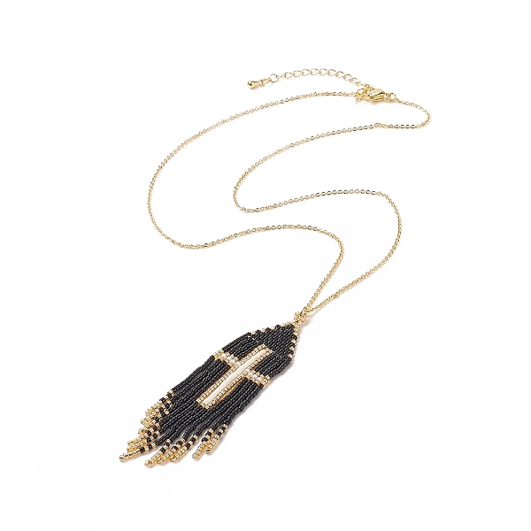 PandaHall Glass Seed Beaded Cross Tassel Pendant Necklaces, 304 Stainless Steel Curb Chain Necklace with Lobster Claw Clasps & Chain..., Black
PandaHall Glass Seed Beaded Cross Tassel Pendant Necklaces, 304 Stainless Steel Curb Chain Necklace with Lobster Claw Clasps & Chain..., Black