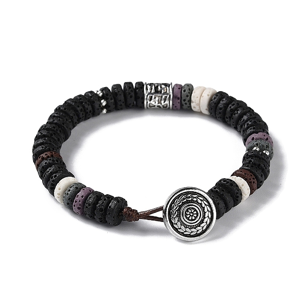 PandaHall Dyed Natural Lava Rock Disc Beaded Bracelet, with Brass Flower Clasp, Black, 7-7/8 inch(20cm) Lava Rock Disc Black
PandaHall Dyed Natural Lava Rock Disc Beaded Bracelet, with Brass Flower Clasp, Black, 7-7/8 inch(20cm) Lava Rock Disc Black
