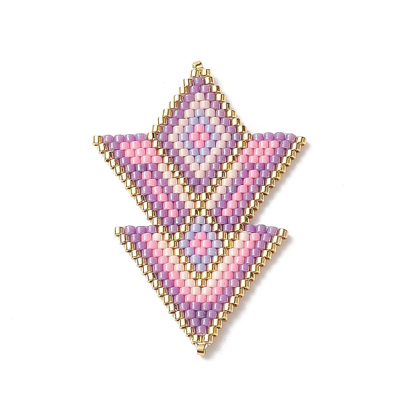 PandaHall Handmade Loom Pattern MIYUKI Seed Beads, Rhombus with Triangle Pendants, Pink, 49x33x2mm, Hole: 0.8mm Glass Triangle Pink
PandaHall Handmade Loom Pattern MIYUKI Seed Beads, Rhombus with Triangle Pendants, Pink, 49x33x2mm, Hole: 0.8mm Glass Triangle Pink