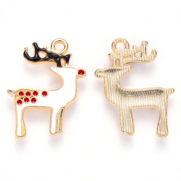 PandaHall Alloy Enamel Pendants, for Christmas, Christmas Reindeer/Stag, Light Gold, White, 23x18x2mm, Hole: 1.8mm Alloy+Enamel Deer White
PandaHall Alloy Enamel Pendants, for Christmas, Christmas Reindeer/Stag, Light Gold, White, 23x18x2mm, Hole: 1.8mm Alloy+Enamel Deer White