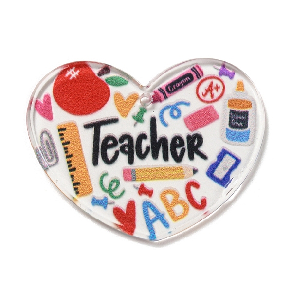 PandaHall Study Style Opaque Acrylic Sided Pendants, Heart with Word Teacher, Colorful, 32.5x40x2.4mm, Hole: 2.1mm Acrylic Heart
PandaHall Study Style Opaque Acrylic Sided Pendants, Heart with Word Teacher, Colorful, 32.5x40x2.4mm, Hole: 2.1mm Acrylic Heart