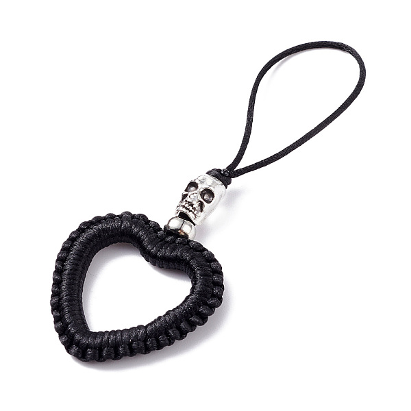 PandaHall Heart Braided Nylon Cord Mobile Accessories, Phone Hanging Pendant Decor, with Alloy Skull Beads, European Brass Beads & Iron..., Black
PandaHall Heart Braided Nylon Cord Mobile Accessories, Phone Hanging Pendant Decor, with Alloy Skull Beads, European Brass Beads & Iron..., Black