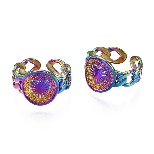 PandaHall 304 Stainless Steel Chunky Heart Cuff Ring, Rainbow Color Open Ring for Women, US Size 9 1/2(19.3mm) 304 Stainless Steel Heart
PandaHall 304 Stainless Steel Chunky Heart Cuff Ring, Rainbow Color Open Ring for Women, US Size 9 1/2(19.3mm) 304 Stainless Steel Heart