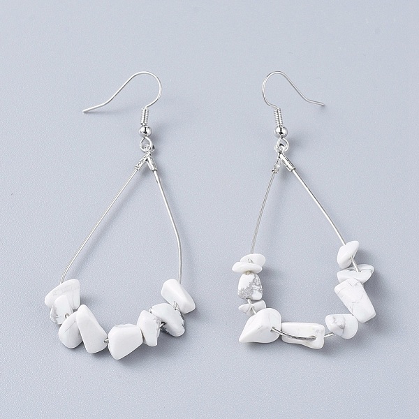 PandaHall Dangle Earrings, with Natural Howlite Chips, Platinum Plated Brass Earring Hooks and teardrop, Pendants, 71~75mm, Pendant...
PandaHall Dangle Earrings, with Natural Howlite Chips, Platinum Plated Brass Earring Hooks and teardrop, Pendants, 71~75mm, Pendant...