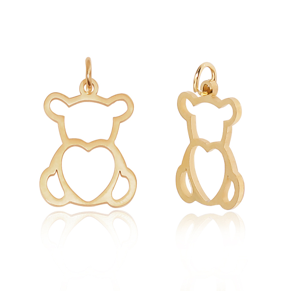 PandaHall 304 Stainless Steel Pendants, Bear, Golden, 18.5x14x1mm, Hole: 3mm 304 Stainless Steel Bear
PandaHall 304 Stainless Steel Pendants, Bear, Golden, 18.5x14x1mm, Hole: 3mm 304 Stainless Steel Bear