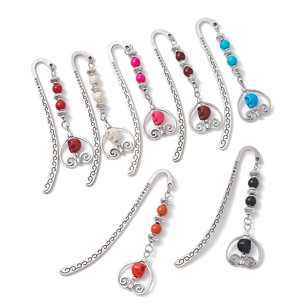 PandaHall Tibetan Style Hook Bookmarks, Dyed Synthetic Turquoise Beaded Pendant Bookmark with Alloy Heart, Mixed Color, 73mm, 7pcs/set Alloy..., Multicolor
PandaHall Tibetan Style Hook Bookmarks, Dyed Synthetic Turquoise Beaded Pendant Bookmark with Alloy Heart, Mixed Color, 73mm, 7pcs/set Alloy..., Multicolor
