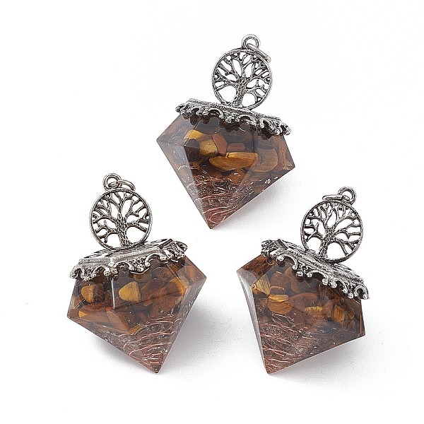 PandaHall Natural Tiger Eye Pendants, Faceted Diamond Charms, with Rack Plating Antique Silver Tone Alloy Tree of Life, Cadmium Free & Lead...
PandaHall Natural Tiger Eye Pendants, Faceted Diamond Charms, with Rack Plating Antique Silver Tone Alloy Tree of Life, Cadmium Free & Lead...