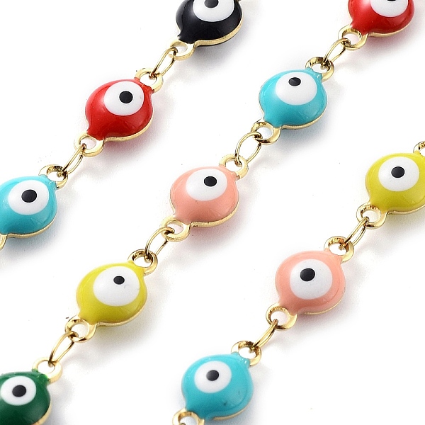 PandaHall 304 Stainless Steel Link Chains, with Resin & Enamel & Spool, Unwelded, Real 18K Gold Plated, Eye, Colorful, 11x6x4mm, about 32.81...
PandaHall 304 Stainless Steel Link Chains, with Resin & Enamel & Spool, Unwelded, Real 18K Gold Plated, Eye, Colorful, 11x6x4mm, about 32.81...