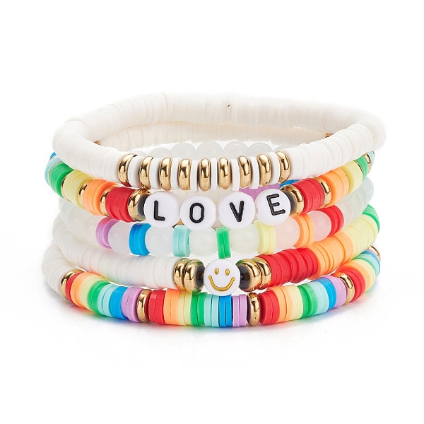 PandaHall Handmade Polymer Clay Heishi Beads Stretch Bracelets Set, Glass Round Beads Bracelets, Smiling Face Love Word Acrylic Beads..., Multicolor
PandaHall Handmade Polymer Clay Heishi Beads Stretch Bracelets Set, Glass Round Beads Bracelets, Smiling Face Love Word Acrylic Beads..., Multicolor