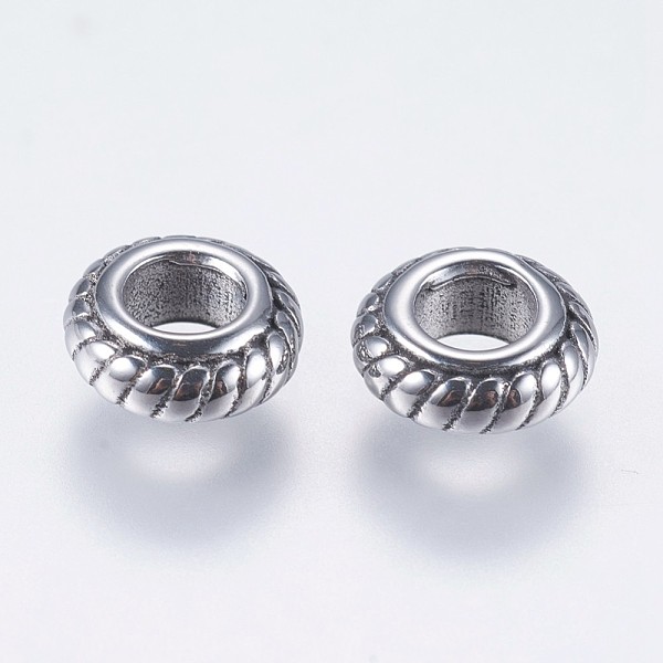 PandaHall 304 Stainless Steel European Beads, Large Hole Beads, Rondelle, Antique Silver, 8.5x3.5mm, Hole: 4mm 304 Stainless Steel Rondelle
PandaHall 304 Stainless Steel European Beads, Large Hole Beads, Rondelle, Antique Silver, 8.5x3.5mm, Hole: 4mm 304 Stainless Steel Rondelle