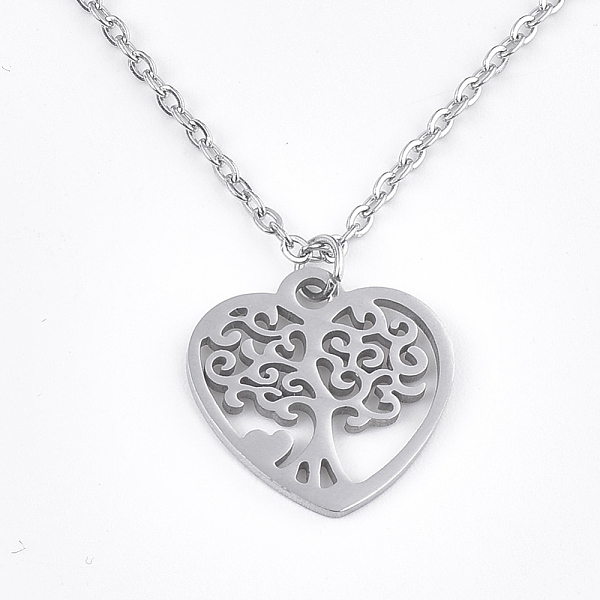 PandaHall 201 Stainless Steel Pendant Necklaces, with Cable Chains and Lobster Claw Clasps, Heart with Tree, Stainless Steel Color, 15.7...
PandaHall 201 Stainless Steel Pendant Necklaces, with Cable Chains and Lobster Claw Clasps, Heart with Tree, Stainless Steel Color, 15.7...
