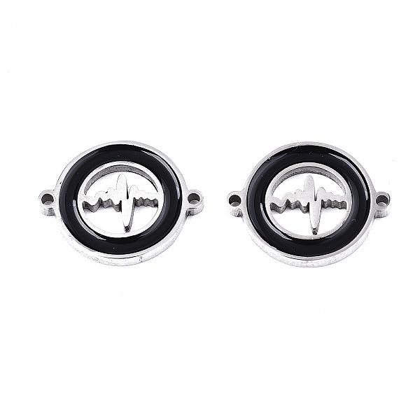 PandaHall 304 Stainless Steel Enamel Links Connectors, Laser Cut, Flat Round with Heartbeat, for Valentine's Day, Black, Stainless Steel...
PandaHall 304 Stainless Steel Enamel Links Connectors, Laser Cut, Flat Round with Heartbeat, for Valentine's Day, Black, Stainless Steel...