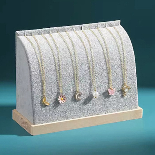 PandaHall Velvet Necklace Organizer Display Stands, Jewelry Display Rack for Necklace, with Wooden Base, Gainsboro, 21x9x15.5cm Velvet Gray
PandaHall Velvet Necklace Organizer Display Stands, Jewelry Display Rack for Necklace, with Wooden Base, Gainsboro, 21x9x15.5cm Velvet Gray