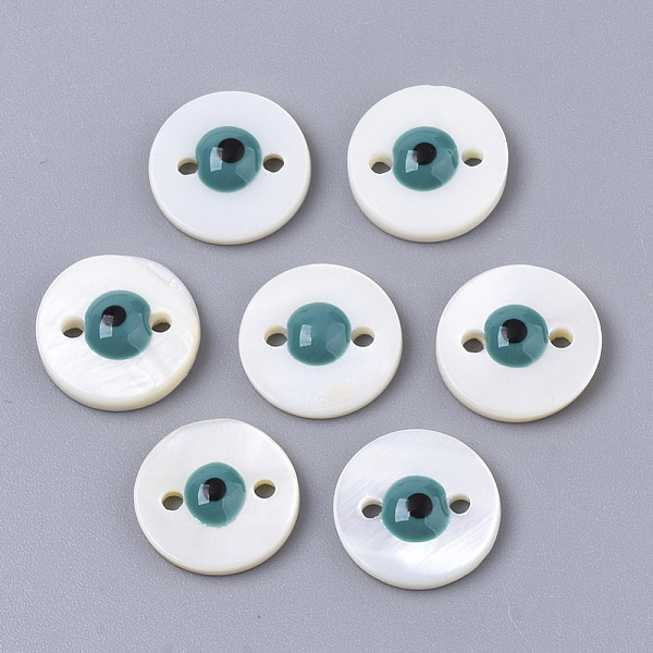PandaHall Freshwater Shell Links Connectors, with Enamel, Flat Round with Evil Eye, Dark Cyan, 10x3mm, Hole: 1mm Shell Evil Eye
PandaHall Freshwater Shell Links Connectors, with Enamel, Flat Round with Evil Eye, Dark Cyan, 10x3mm, Hole: 1mm Shell Evil Eye