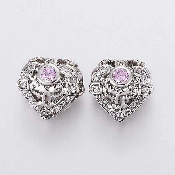 PandaHall Brass Micro Pave Cubic Zirconia European Beads, Large Hole Beads, Hollow, Heart, Thistle & Clear, Platinum, 11x10x8mm, Hole: 4mm..., Purple
PandaHall Brass Micro Pave Cubic Zirconia European Beads, Large Hole Beads, Hollow, Heart, Thistle & Clear, Platinum, 11x10x8mm, Hole: 4mm..., Purple