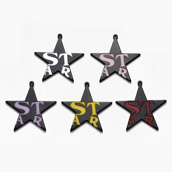 PandaHall Spray Painted Cellulose Acetate(Resin) Pendants, Star with Word Star, Mixed Color, 39x38.5x2mm, Hole: 1.5mm Cellulose Acetate Star..., Multicolor
PandaHall Spray Painted Cellulose Acetate(Resin) Pendants, Star with Word Star, Mixed Color, 39x38.5x2mm, Hole: 1.5mm Cellulose Acetate Star..., Multicolor