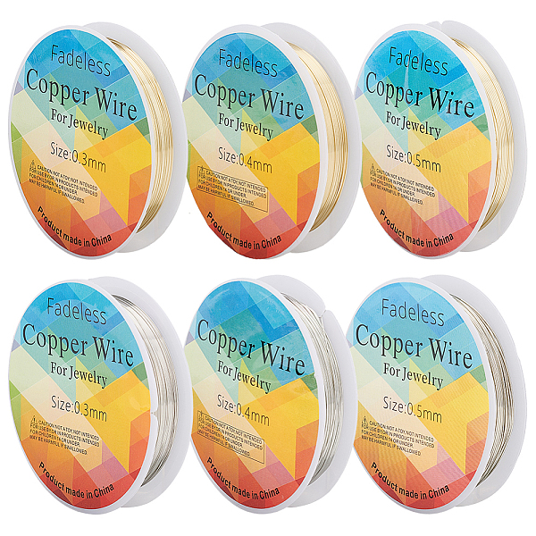 PandaHall Fingerinspire 6 Rolls 6 Style Copper Jewelry Wire, Round, Platinum & Light Gold, 24~28 Gauge, 0.3~0.5mm, 1 Roll/style Copper Round..., Multicolor
PandaHall Fingerinspire 6 Rolls 6 Style Copper Jewelry Wire, Round, Platinum & Light Gold, 24~28 Gauge, 0.3~0.5mm, 1 Roll/style Copper Round..., Multicolor