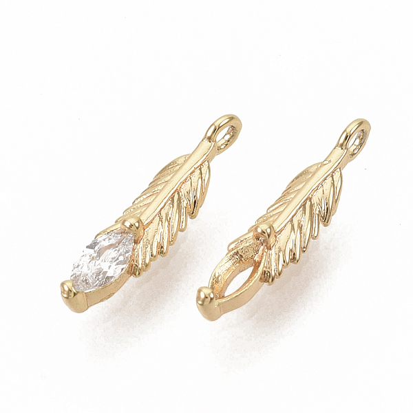 PandaHall Brass Micro Pave Clear Cubic Zirconia Charms, Nickel Free, Real 18K Gold Plated, Feather, 12.5x3x2.5mm, Hole: 1mm Brass+Cubic...
PandaHall Brass Micro Pave Clear Cubic Zirconia Charms, Nickel Free, Real 18K Gold Plated, Feather, 12.5x3x2.5mm, Hole: 1mm Brass+Cubic...