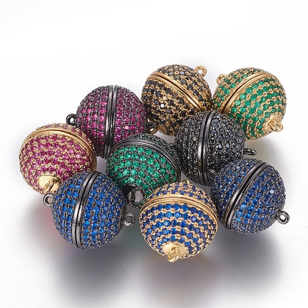 PandaHall Brass Micro Pave Cubic Zirconia Magnetic Clasps with Loops, Round, Mixed Color, 19.5x16mm, Hole: 1mm Brass+Cubic Zirconia Round..., Multicolor
PandaHall Brass Micro Pave Cubic Zirconia Magnetic Clasps with Loops, Round, Mixed Color, 19.5x16mm, Hole: 1mm Brass+Cubic Zirconia Round..., Multicolor