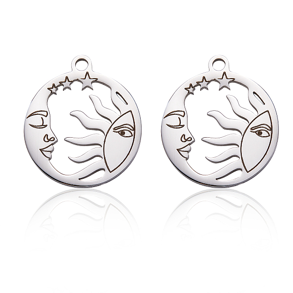 PandaHall 201 Stainless Steel Pendants, Hollow, Flat Round with Sun & Star, Stainless Steel Color, 17x15x1mm, Hole: 1.4mm 201 Stainless...
PandaHall 201 Stainless Steel Pendants, Hollow, Flat Round with Sun & Star, Stainless Steel Color, 17x15x1mm, Hole: 1.4mm 201 Stainless...