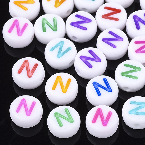 PandaHall Initial Acrylic Beads, Horizontal Hole, Flat Round, Mixed Color, Letter.N, 7x3.5~4mm, Hole: 1.2mm, about 370pcs/50g Acrylic Flat..., Multicolor
PandaHall Initial Acrylic Beads, Horizontal Hole, Flat Round, Mixed Color, Letter.N, 7x3.5~4mm, Hole: 1.2mm, about 370pcs/50g Acrylic Flat..., Multicolor