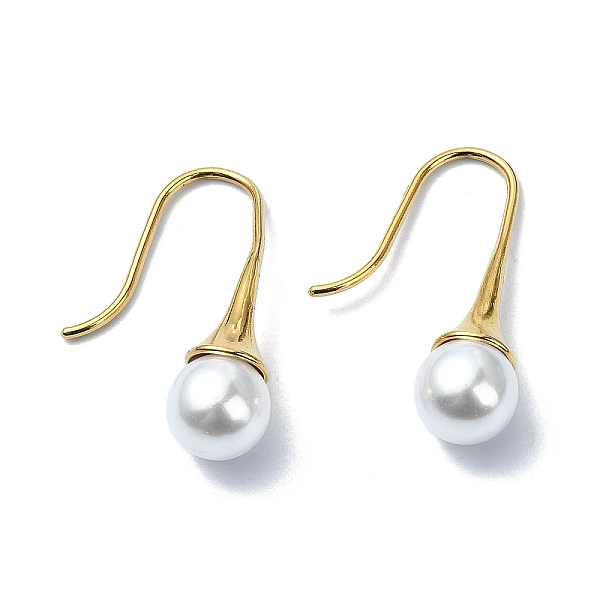 PandaHall Ion Plating(IP) 304 Stainless Steel Dangle Earrings, with Round Plastic Pearl, Golden, 26~27x7~8mm 304 Stainless Steel Round White
PandaHall Ion Plating(IP) 304 Stainless Steel Dangle Earrings, with Round Plastic Pearl, Golden, 26~27x7~8mm 304 Stainless Steel Round White